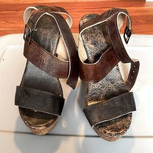 Black and Brown leather strappy Bed-Stu sandals